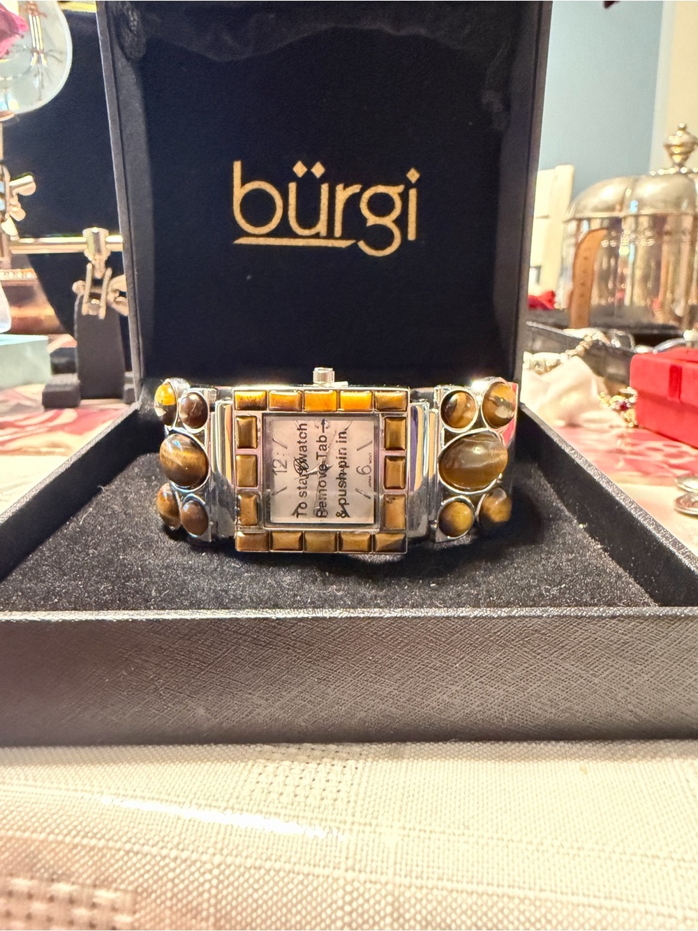 Bürgi Tiger's Eye Mosaic Bracelet Watch